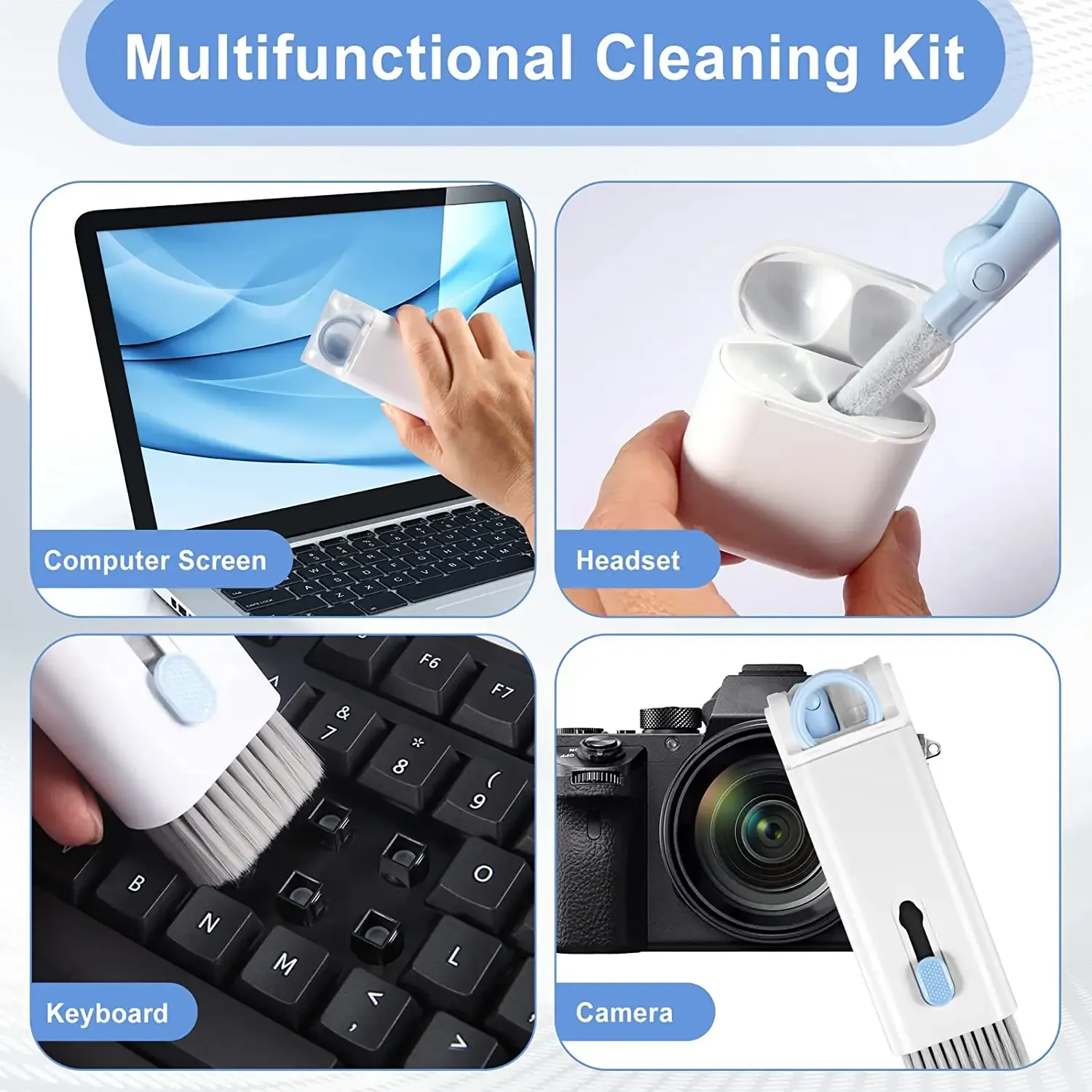 7-in-1 Multi-Functional Cleaning Kit for Keyboard, Headphones & Screens – Mini Portable Brush Set for Phones, Laptops & PCs