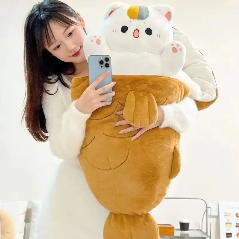 Adorable Taiyaki Plush Pillow – Giant Cat Doll Stuffed Toy, Creative Dorayaki-Inspired Sleep Companion