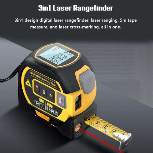 5M Tape + 40M Laser Digital Measuring Tape – Multi-Function Precision Measuring Tool with LCD Display & Cross Laser Emitter