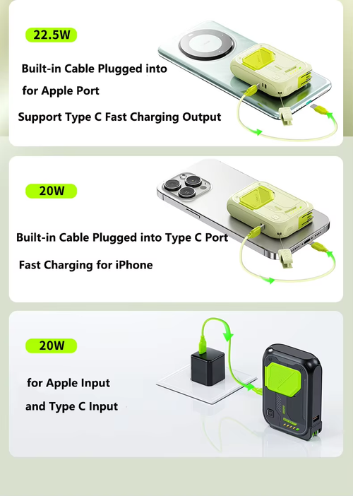 built-in cable multi-functional magnetic wireless power bank
