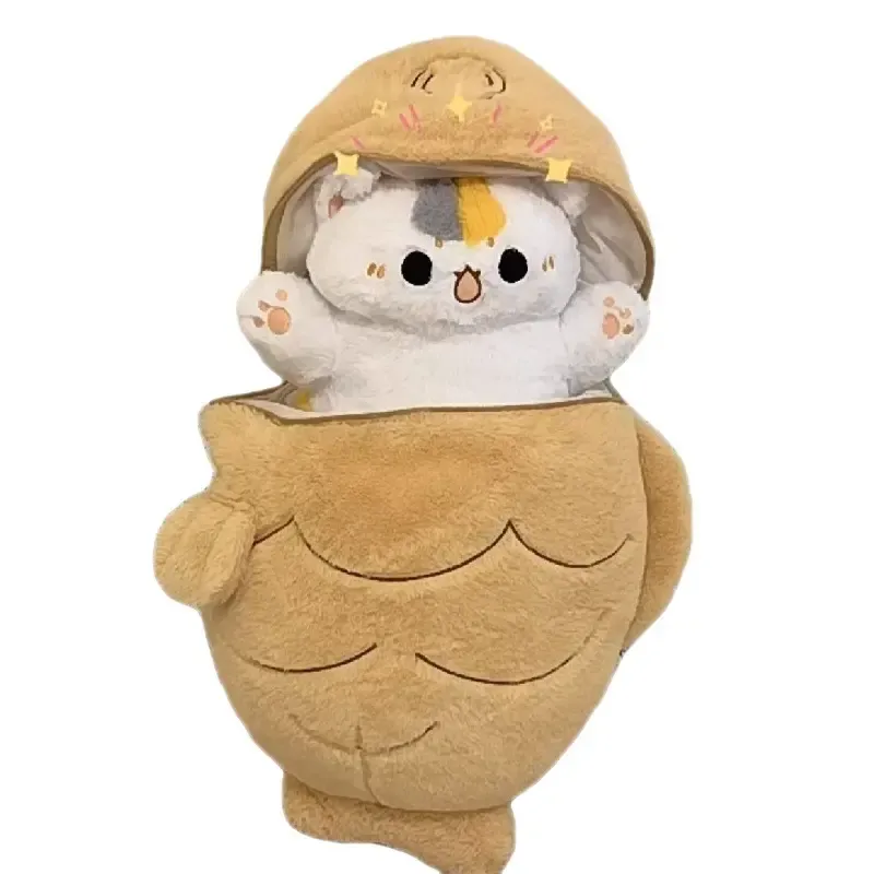 Adorable Taiyaki Plush Pillow – Giant Cat Doll Stuffed Toy, Creative Dorayaki-Inspired Sleep Companion