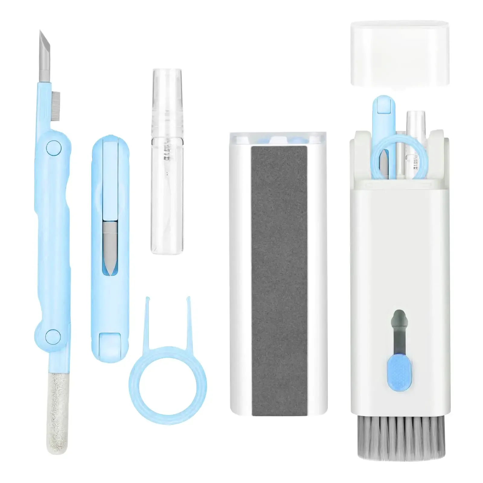 7-in-1 Multi-Functional Cleaning Kit for Keyboard, Headphones & Screens – Mini Portable Brush Set for Phones, Laptops & PCs