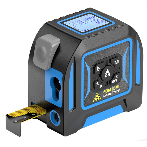 5M Tape + 60M Laser Digital Measuring Tape – Multi-Function Precision Measuring Tool with LCD Display & Cross Laser Emitter