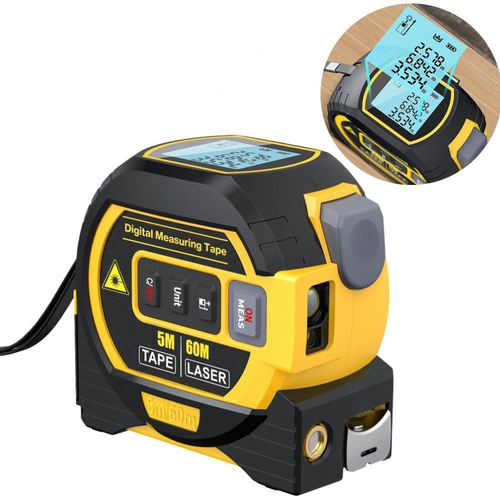 5M Tape + 40M Laser Digital Measuring Tape – Multi-Function Precision Measuring Tool with LCD Display & Cross Laser Emitter