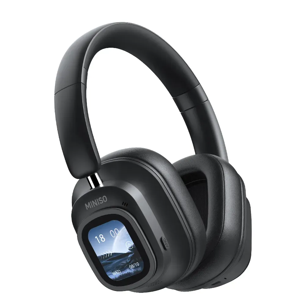 Over-Ear Wireless Noise-Canceling Headphones with Display 45dB ANC Bluetooth 5.3 PC Phone Laptop Compatible 50H Battery Memory Foam Ear Cups for Office Travel Gaming