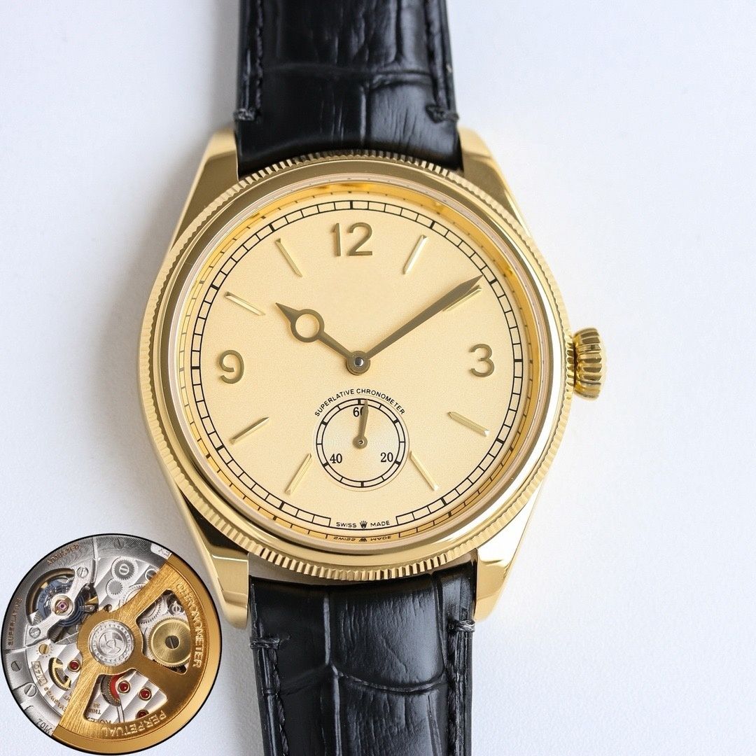 Rolex Perpetual 1908 high-end business watch 39mm configuration version sapphire leather strap