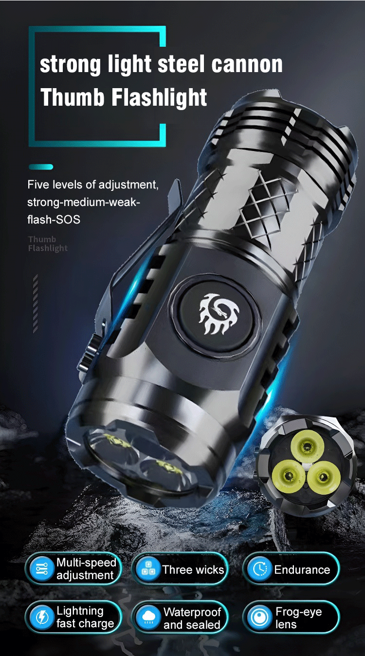🔥Upgrade Your Adventures! Get the German Three-eyed Monster Mini Flash Super Power Flashlight Now & Shine Brightly in Style 362 sales