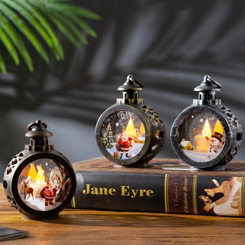 LED Lantern Lights Christmas Ornaments Luxury Party Night Decorations with Santa Snowman Kids' Supplies Light up