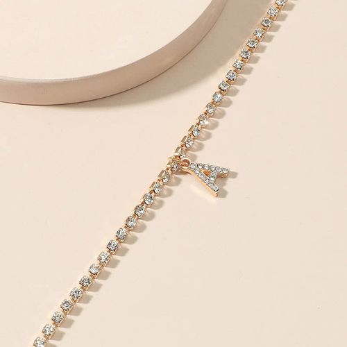 Hip Hop Sexy 26 Initial Tennis Chain Anklets Golden Color Diamond Rhinestone Charm Gold Plated Thin Letters