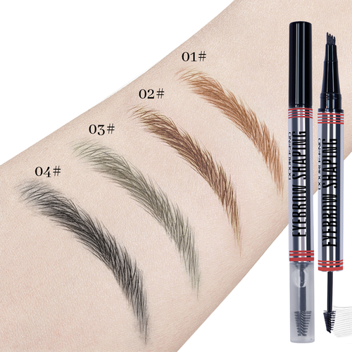 Private Label Ultra-Thin Precision Eye Brow Pencils With Gel Long-Lasting Eyebrow Pen Styling 2in1 Eyebrow Gel