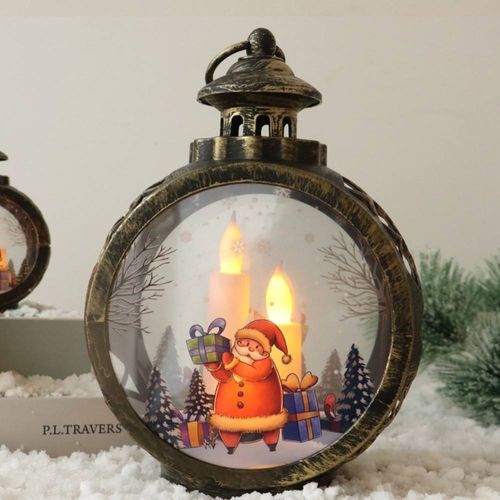 LED Lantern Lights Christmas Ornaments Luxury Party Night Decorations with Santa Snowman Kids' Supplies Light up