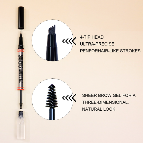 Private Label Ultra-Thin Precision Eye Brow Pencils With Gel Long-Lasting Eyebrow Pen Styling 2in1 Eyebrow Gel