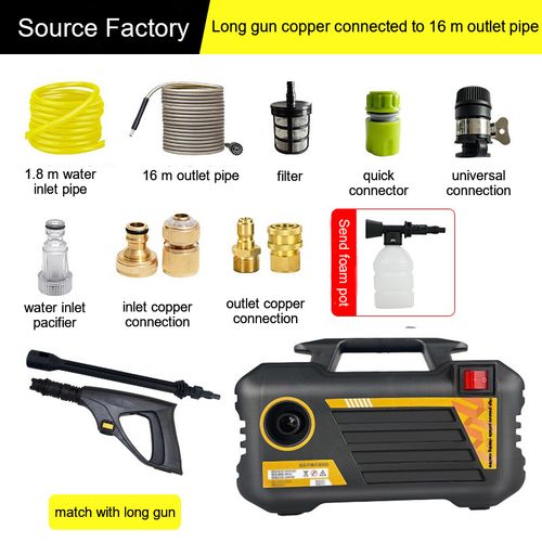 Portable Wash Machine 3000w 7-12MPA（70-120BAR） High Pressure Washer With Electric Car Washer Gun 189 sales