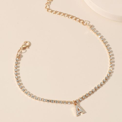 Hip Hop Sexy 26 Initial Tennis Chain Anklets Golden Color Diamond Rhinestone Charm Gold Plated Thin Letters