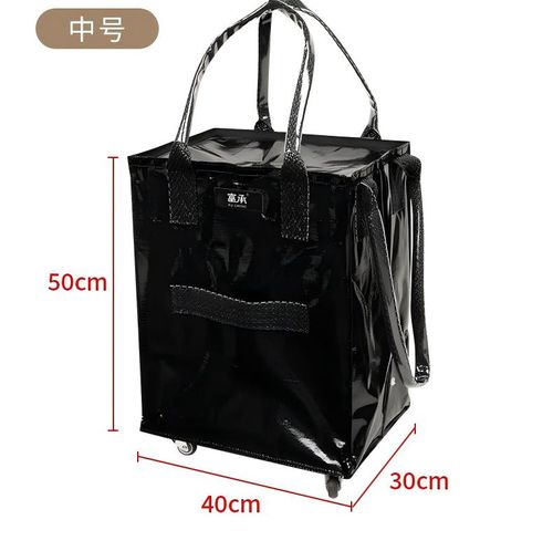 S M L Reusable Grocery Bags on Wheels Rolling Totes Folds Flat Black Tote Bag