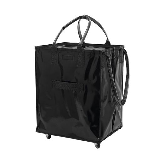 S M L Reusable Grocery Bags on Wheels Rolling Totes Folds Flat Black Tote Bag