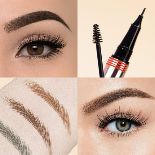 Private Label Ultra-Thin Precision Eye Brow Pencils With Gel Long-Lasting Eyebrow Pen Styling 2in1 Eyebrow Gel