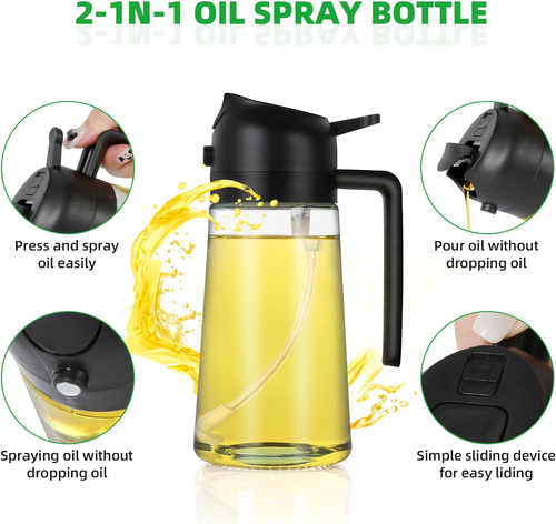 470ml Mist 2 in 1 Olive Oil Dispenser Bottle Premium Glass Oil spray Bottle Oil Sprayer for Cooking 918 sales