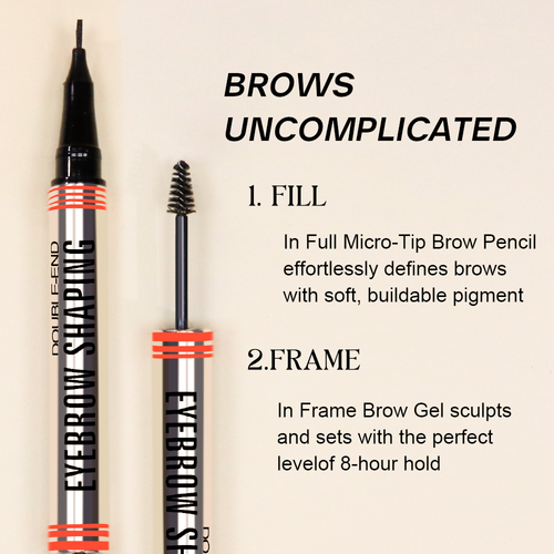 Private Label Ultra-Thin Precision Eye Brow Pencils With Gel Long-Lasting Eyebrow Pen Styling 2in1 Eyebrow Gel