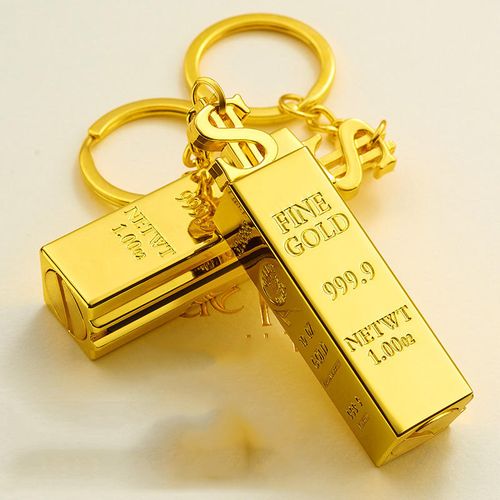 Creative Gold Bar Shaped Portable Lighter Cute Vintage Kerosene Keychain Torch for Kitchen Use Match Key Chain