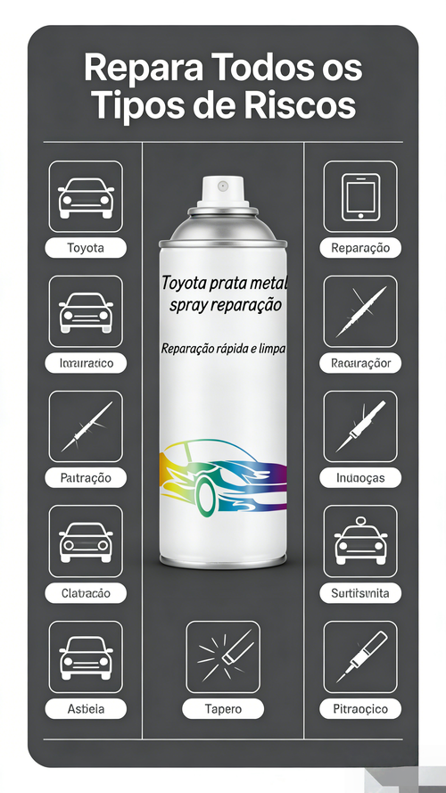 Tinta Spray para Carro Toyota Cor Prata Metal Reparo de Riscos na Pintura