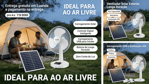 Best Seller 12 Polegadas Conjunto de Ventilador Solar Ventilador Carregável Luz com Longa Duração Grande Força de Ventilação Ventilador de Mesa para Exteriores Resistente à Água Relógio de Homem Cinto