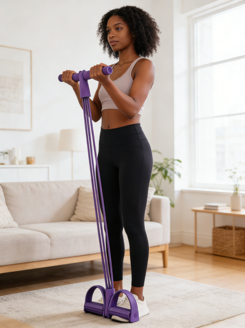 Equipamento de Exercício para Casa Peak Exercitador de Resistência com Pedal Antiderrapante para Treino de Braços Abdômen Costas Pernas