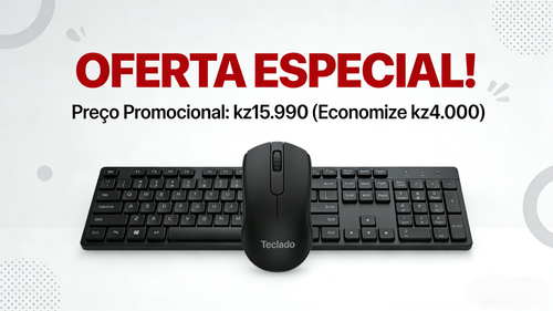 Kit Teclado e Rato Sem Fio Tri-Modo Carregável 104 Teclas em Português para Escritório