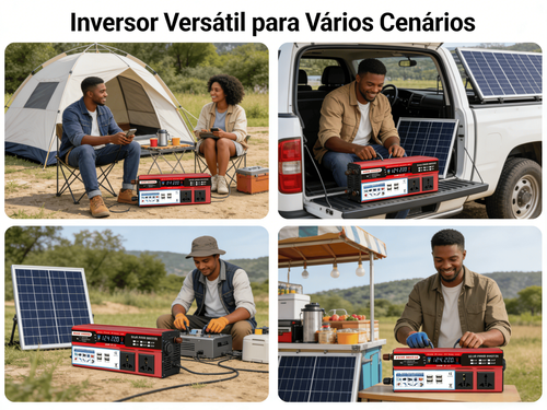 Inversor de Energia 2000W para Veículo Fonte Fotovoltaica com Múltiplas Tomadas e 4 Portas USB de Carga Rápida