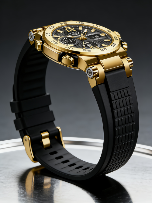 FOXBOX Novo Estilo Dupla Função Tira de Cola Multifuncional Tira de Cola Fosforescente Cronógrafo Tira de Cola para Relógio Esportivo Casual Resistente à Água para Homens