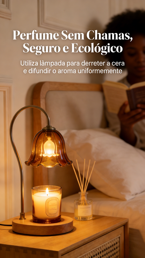 Lâmpada de Derreter Velas Forma de Glória com Vidro Âmbar para Quarto