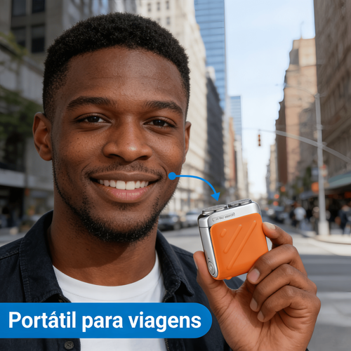 Máquina de Barbear Elétrica Mini (Duas Cabeças) – Portátil, Lavável, Cabeça Flutuante, Ideal para Homens