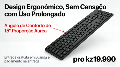Kit Teclado e Rato Sem Fio Tri-Modo Carregável 104 Teclas em Português para Escritório