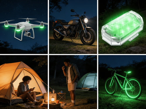 Luz de Alertas Portátil Sem Fio (7 Cores, Controle Remoto) – Resistente à Água, Longa Autonomia, Ideal para Motocicleta, Carro, Drone, Acampamento