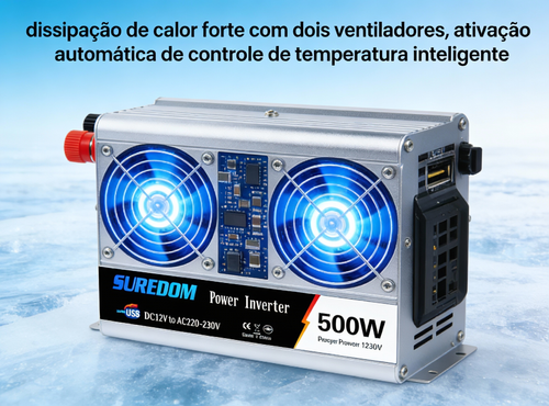 Inversor de Energia 500W para Veículo Conversor de 12 24V para 110 220V com Porta USB
