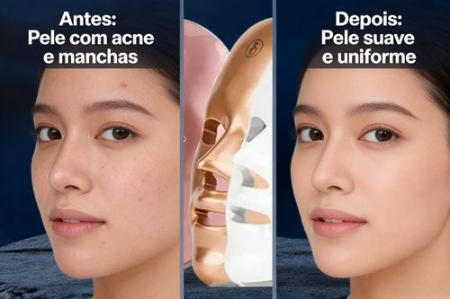 Máscara de Luz LED 7 Cores para Rejuvenescimento Cutâneo Clareamento e Combate aos Acnes Beleza Doméstica