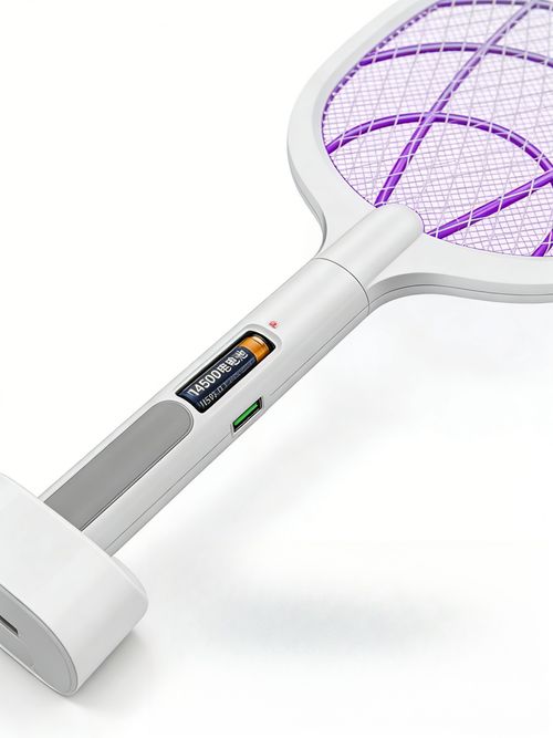 Racket Anti-Mosquito Elétrica com Luz de Atração Carregável por USB Modo Plegável
