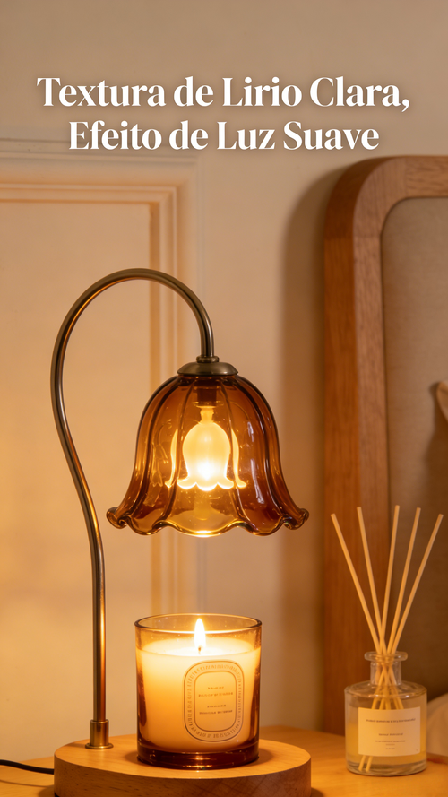 Lâmpada de Derreter Velas Forma de Glória com Vidro Âmbar para Quarto