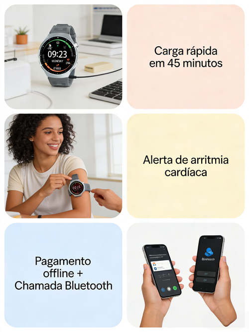 Relógio Inteligente GT4 Pro Pagamento Offline Chamada Bluetooth Monitoramento de Ritmo Cardíaco e Esportes