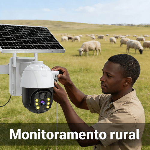 Câmera de Segurança Solar 4G  Monitoramento Remoto Sem EnergiaInternet, HD 360°, Resistente à Água (Para ExteriorCampo)