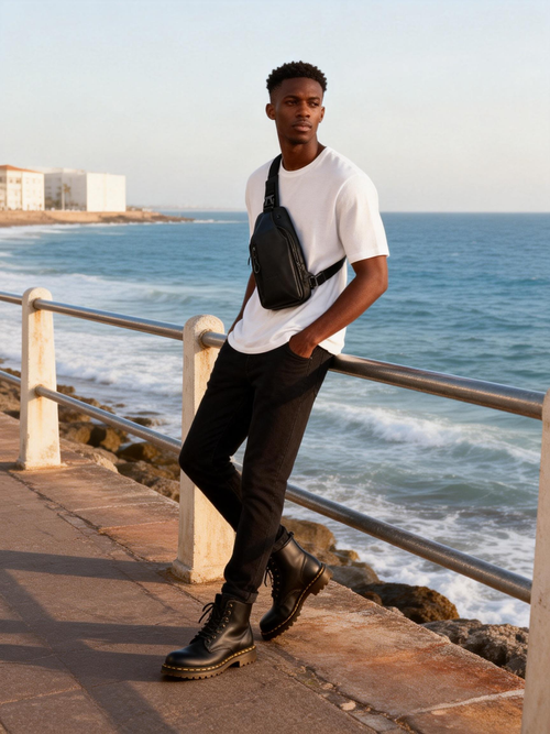 Mochila Tiracolo Masculina de Película Estilo Moto e Porto Hong Kong - Resistente e Prática para Dia a Dia em Luanda