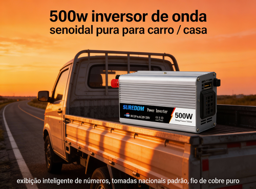 Inversor de Energia 500W para Veículo Conversor de 12 24V para 110 220V com Porta USB