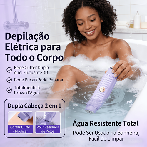Depiladora Elétrica Portátil de Duas Cabeças Sem Fio, Recarregável, Totalmente à Prova dÁgua  Ideal para Todo o Corpo