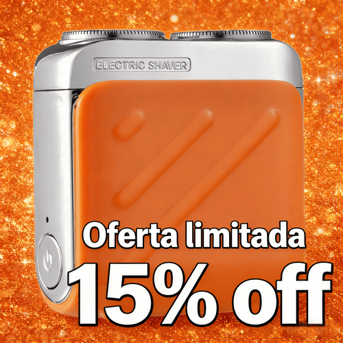 Máquina de Barbear Elétrica Mini (Duas Cabeças) – Portátil, Lavável, Cabeça Flutuante, Ideal para Homens