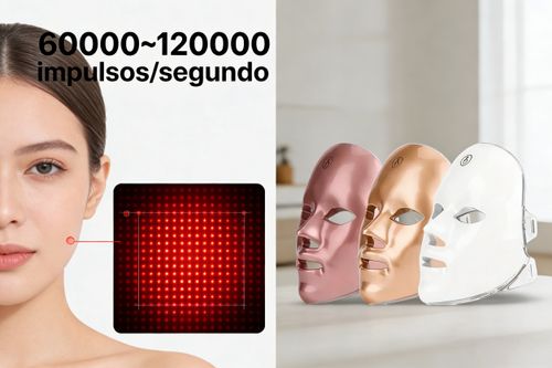 Máscara de Luz LED 7 Cores para Rejuvenescimento Cutâneo Clareamento e Combate aos Acnes Beleza Doméstica