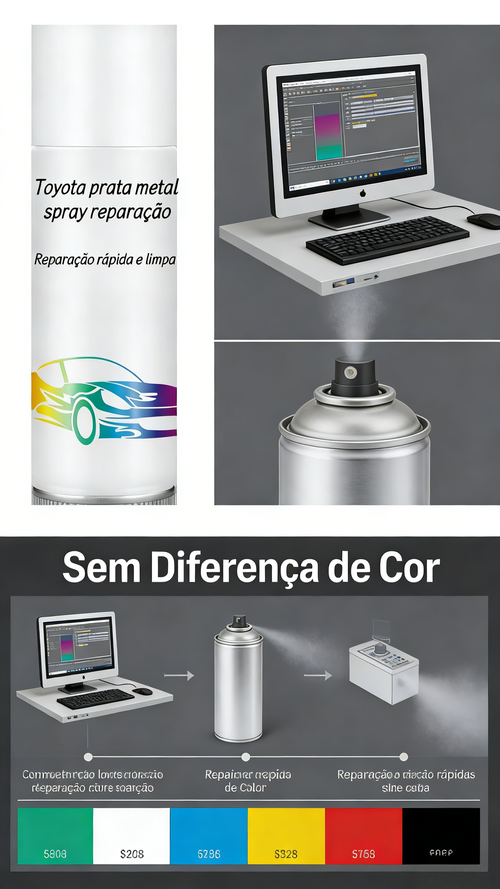 Tinta Spray para Carro Toyota Cor Prata Metal Reparo de Riscos na Pintura