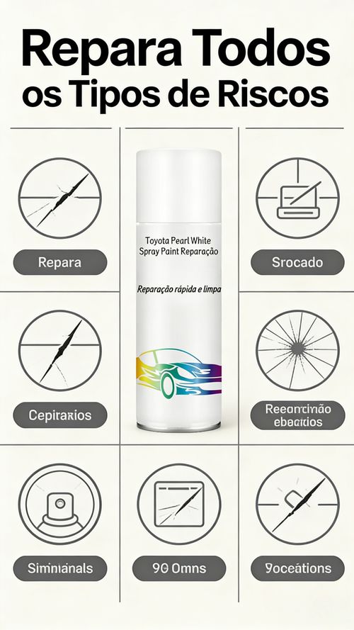 Tinta Spray para Carro Toyota Cor Branco Perolado Reparo de Riscos na Pintura