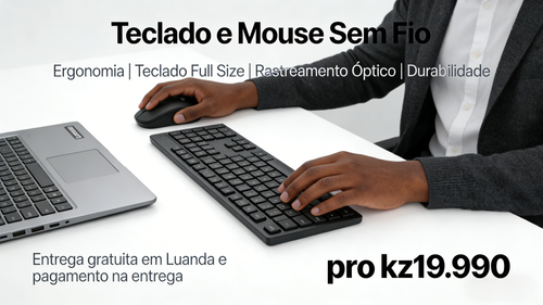 Kit Teclado e Rato Sem Fio Tri-Modo Carregável 104 Teclas em Português para Escritório