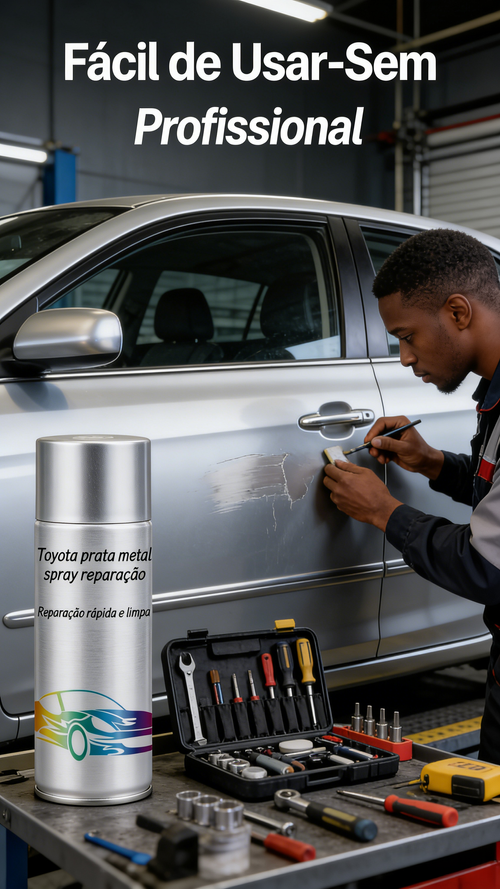 Tinta Spray para Carro Toyota Cor Prata Metal Reparo de Riscos na Pintura