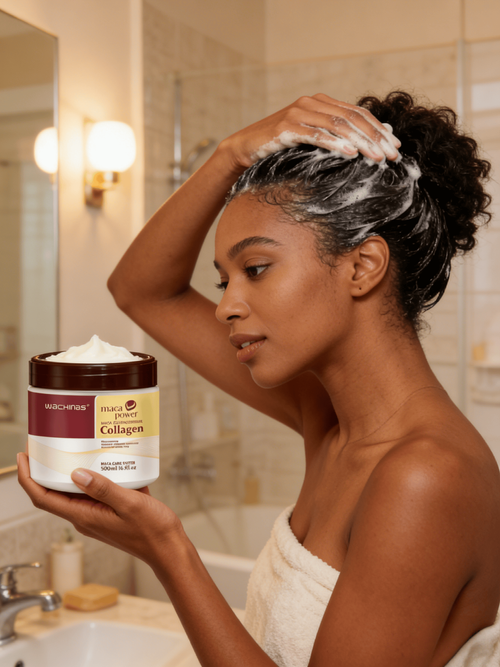 Máscara Capilar com Colágeno para Cabelos Crespos Reparo Profundo Suavização e Hidratação